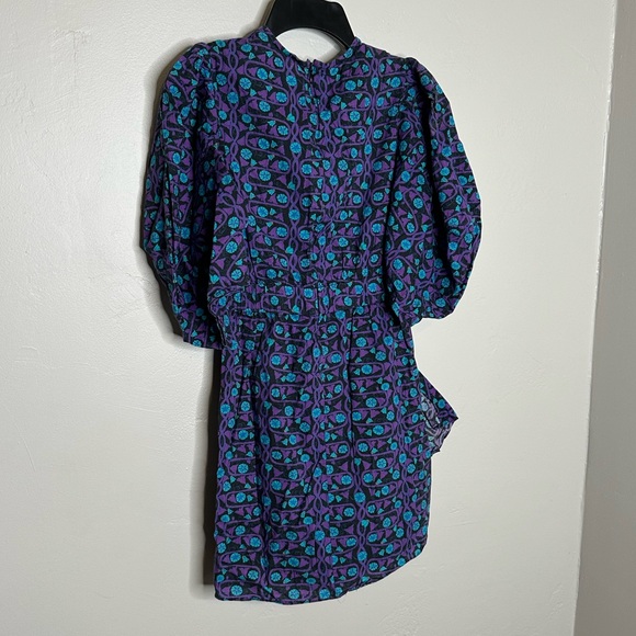 RHODE Pia Blue & Purple Watermelon Floral Puff Sleeve Mini Dress - Picture 8 of 10
